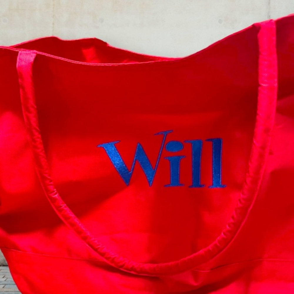 ❌SOLD❌Large red canvas bag monogrammed “Will”